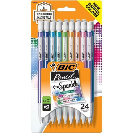 BIC Mechanical Pencils, Push-Button, .7mm, No. 2, 24/PK, Ast 6PK BICMPLP241